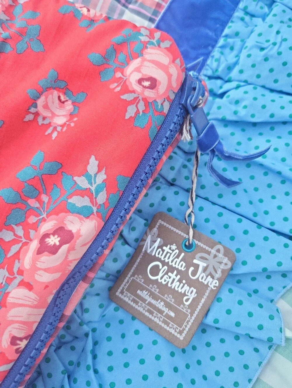 NWT Matilda Jane Bed Of Roses Cotton Floral Plaid Roll Up Sleeping Bag
